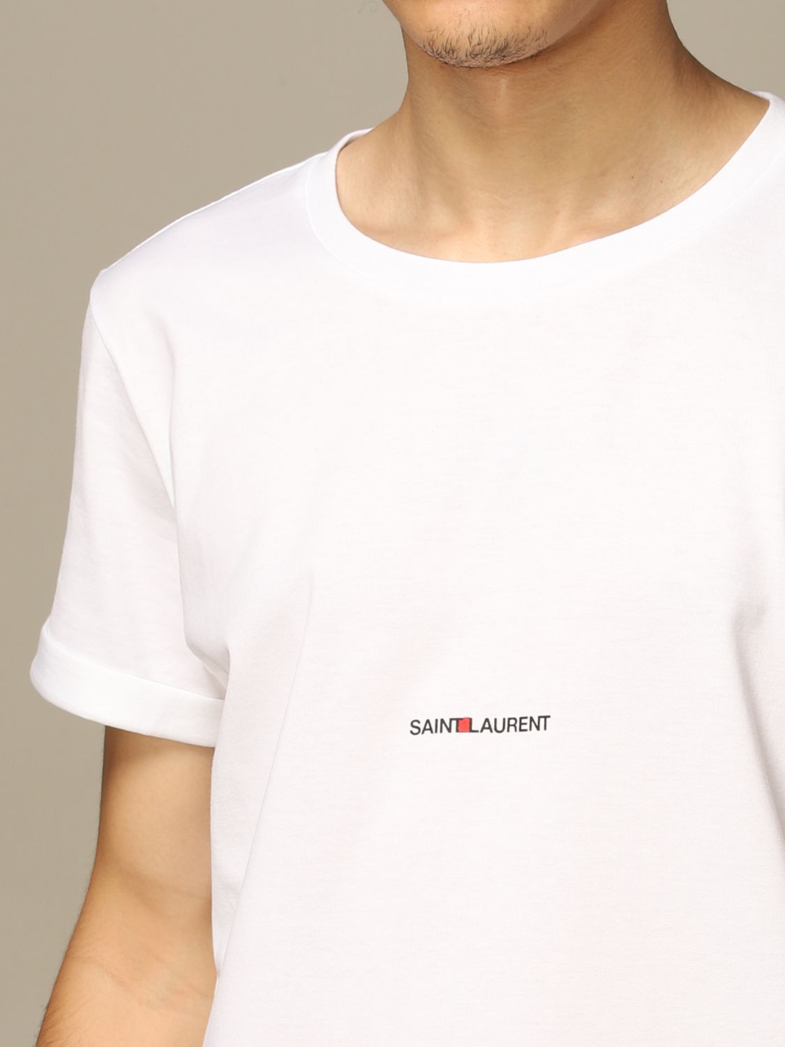 SAINT LAURENT: cotton t-shirt with mini logo | T-Shirt Saint 