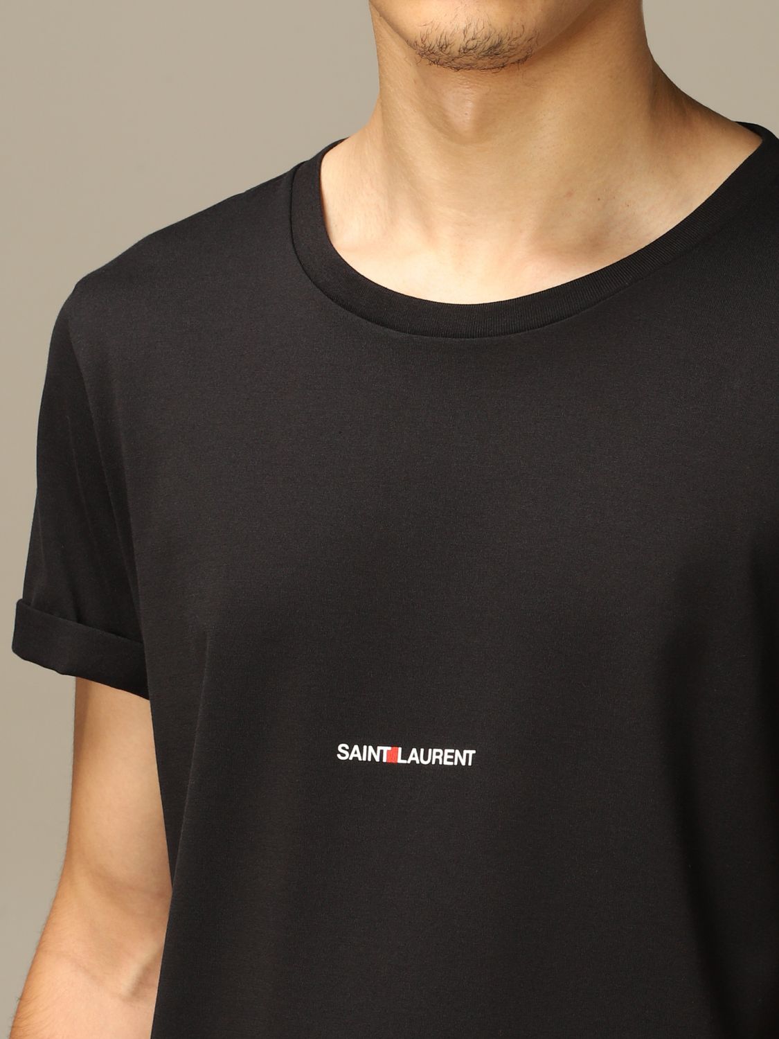 Saint Laurent 迷你logo 棉质t恤 T恤saint Laurent 男士黑色 T恤saint Laurent Yb2dq Giglio Com