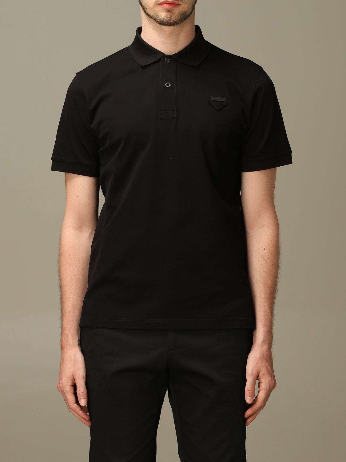 PRADA: pique cotton polo shirt with triangular logo | Polo Shirt Prada ...