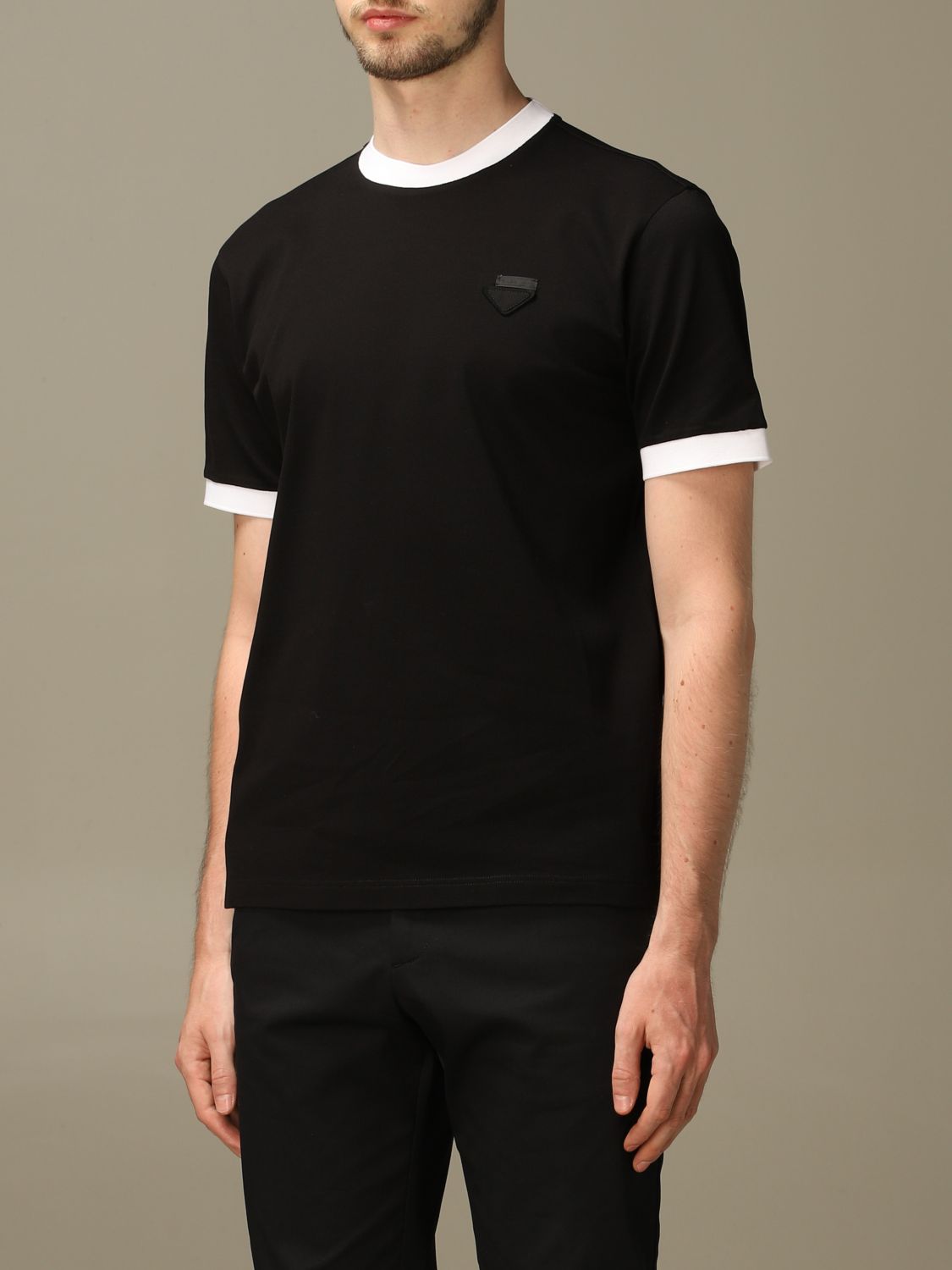 PRADA: pique cotton T-shirt with triangular logo | T-Shirt Prada Men