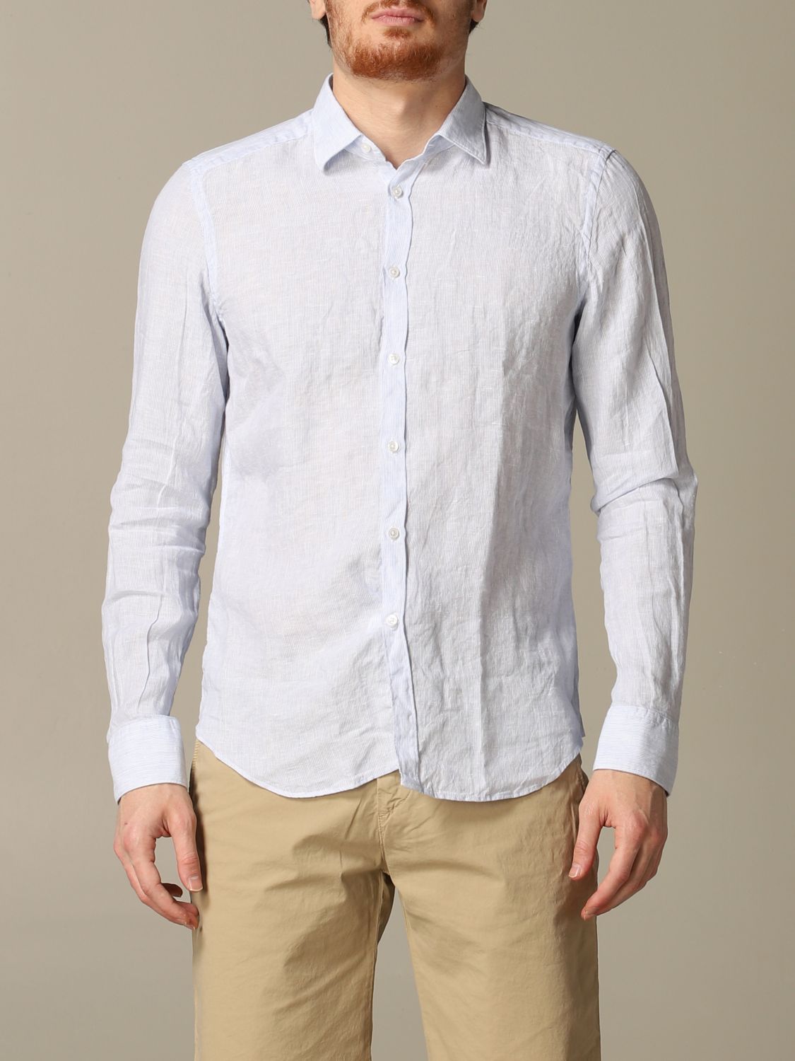 An American Tradition Outlet Brooklyn BD Baggies Shirt In Slim Linen 