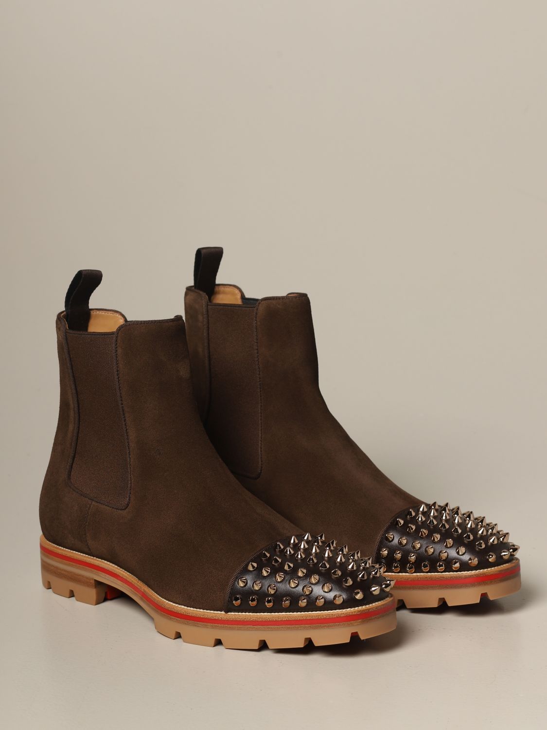 CHRISTIAN LOUBOUTIN: Melon spikes Christian Lauboutin ankle boot in ...