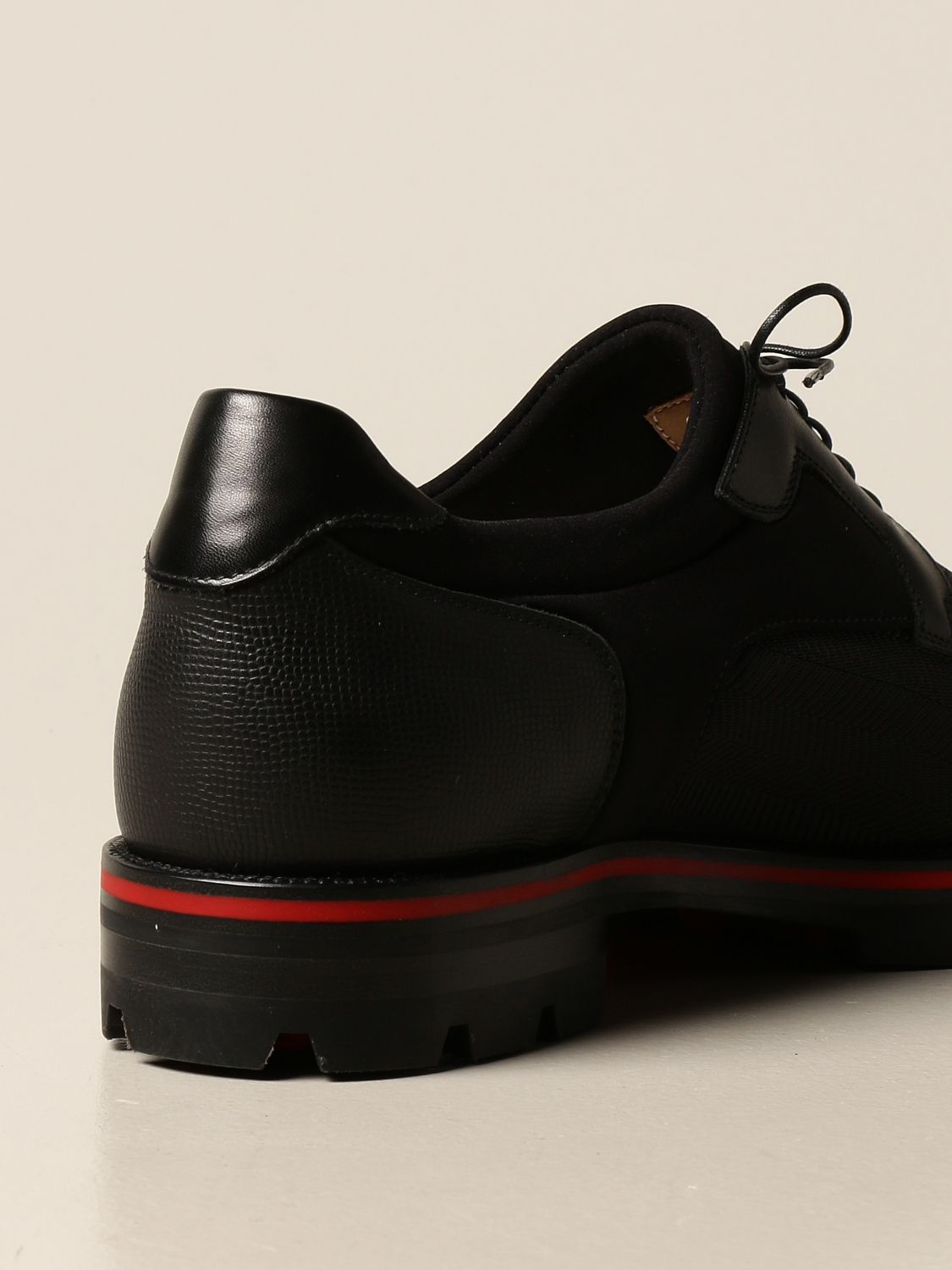 Christian Louboutin Outlet: Simon shoe in leather and fabric - Black | Louboutin brogue shoes 3201112 at GIGLIO.COM