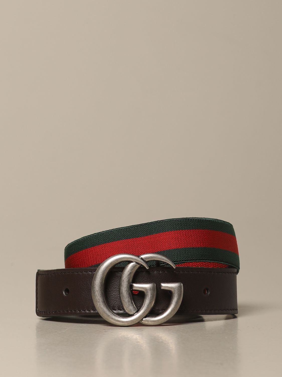 GUCCI: belt with Web elastic - Dark  Gucci belt 432707HAENN online at