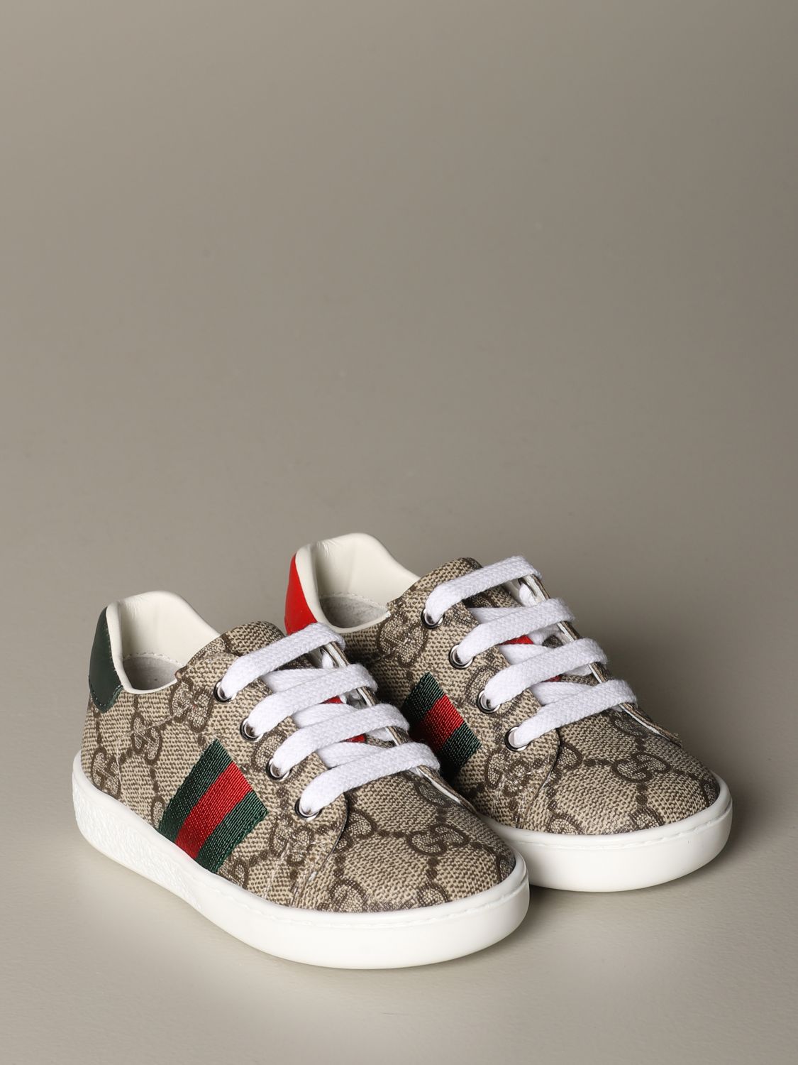 Gucci Ace sneakers with Web bands and GG Supreme print | Shoes Gucci ...