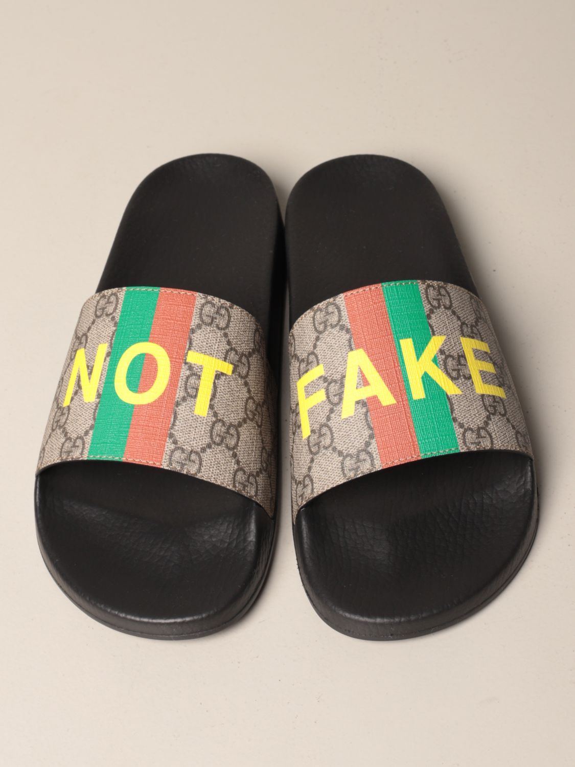 til stede Displacement Rose GUCCI: Pursuit slipper sandal with not fake print | Sandals Gucci Men Beige  | Sandals Gucci 636344 2GC00 GIGLIO.COM