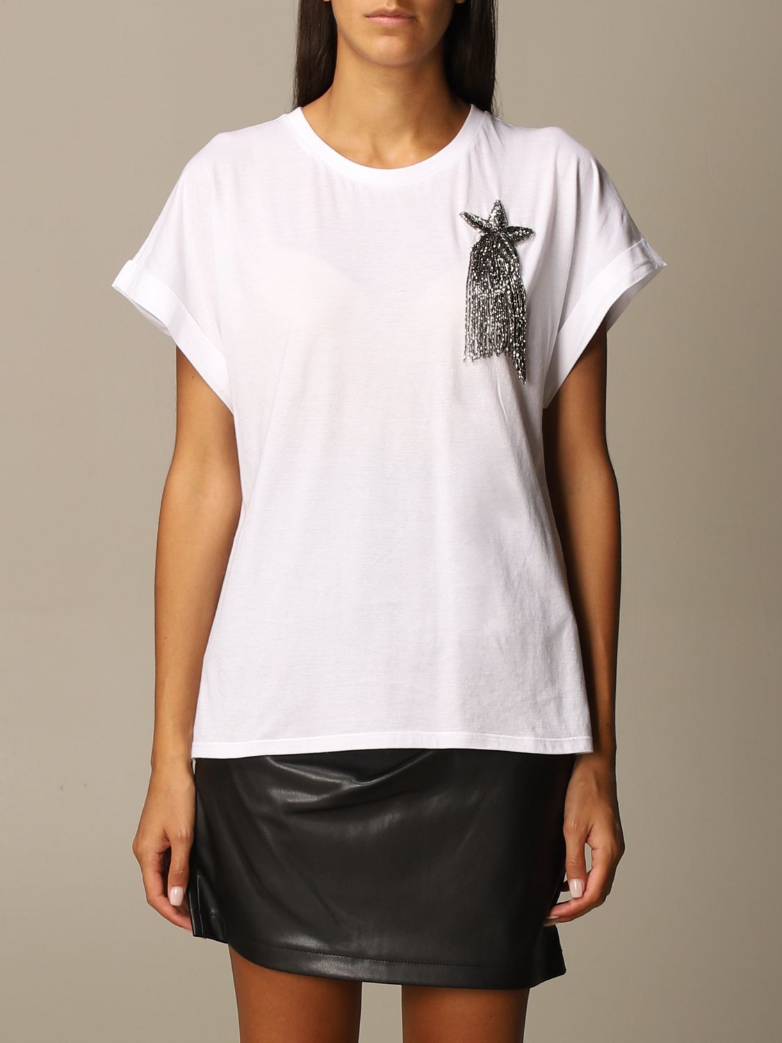 Giglio.com Abbigliamento Top e t-shirt T-shirt T-shirt a maniche lunghe Sciarpa Twin-set in maglia con stelle lurex 
