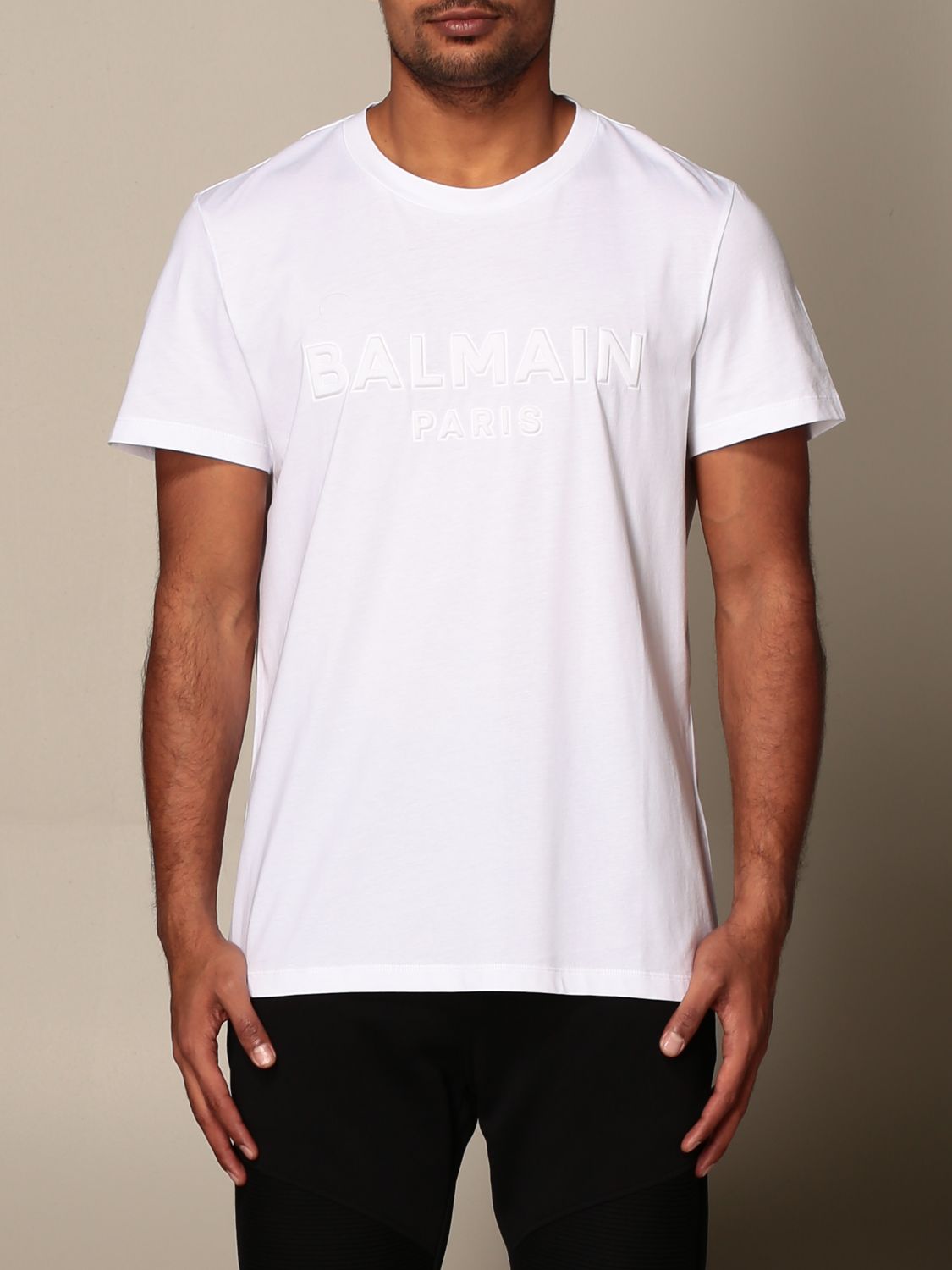T-shirt Balmain: Balmain cotton T-shirt with embossed logo white 1 1