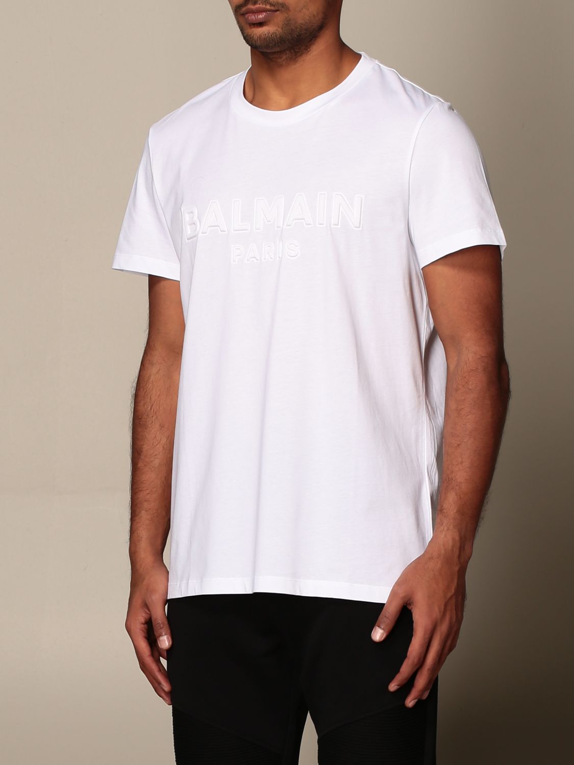 T-shirt Balmain: Balmain cotton T-shirt with embossed logo white 1 4
