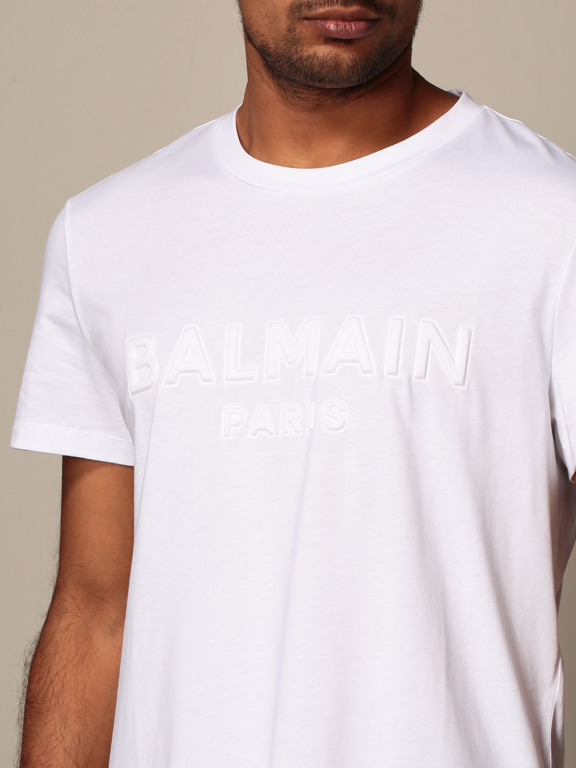 T-shirt Balmain: Balmain cotton T-shirt with embossed logo white 1 5