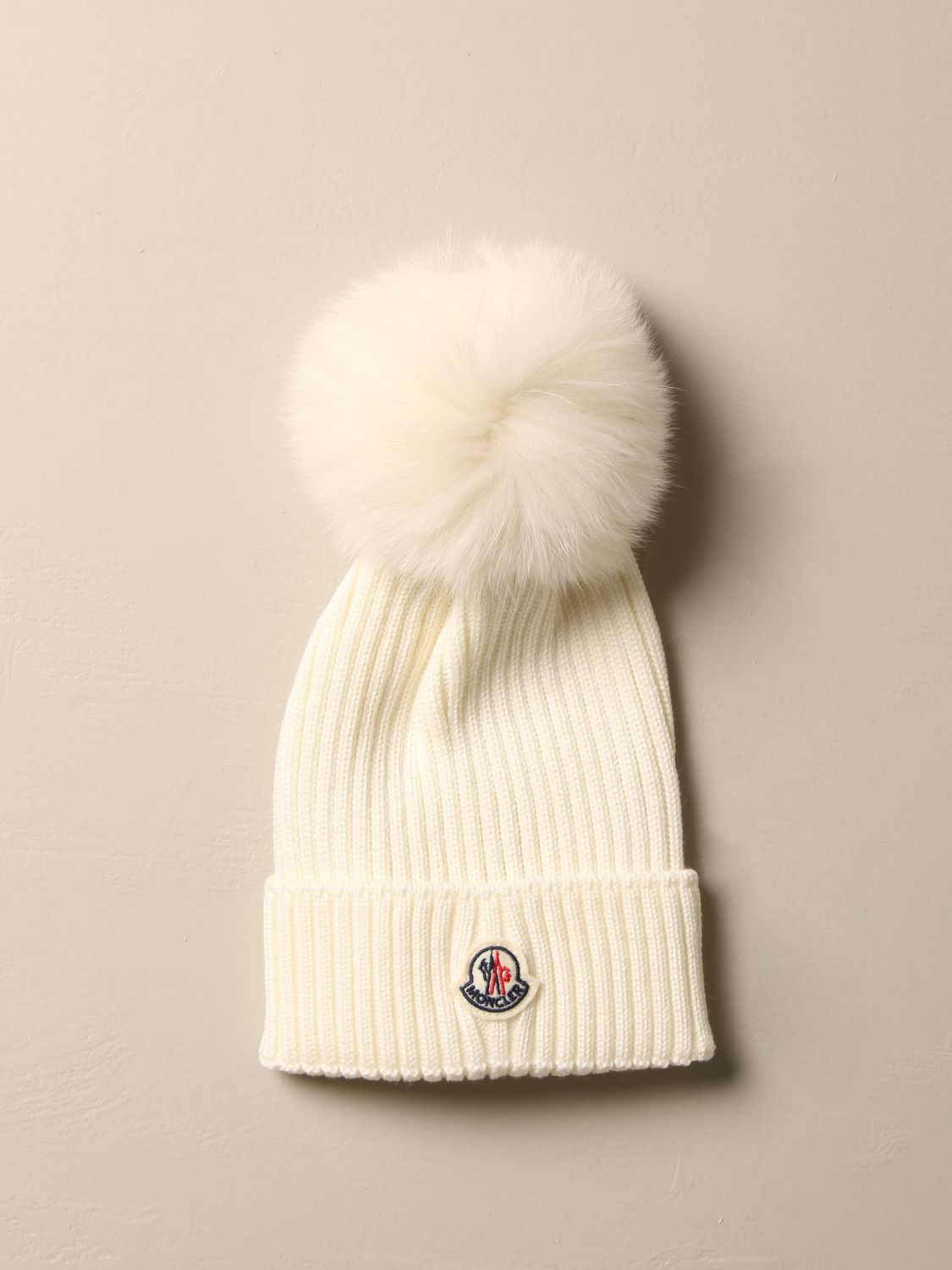 Moncler wool hat with maxi pompom | Hat Girl Moncler Kids White | Hat
