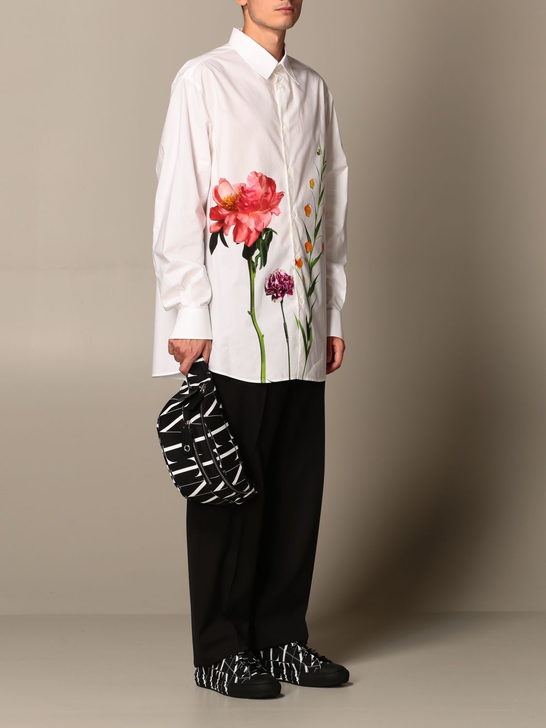 VALENTINO: shirt in cotton with flowersity pattern - White