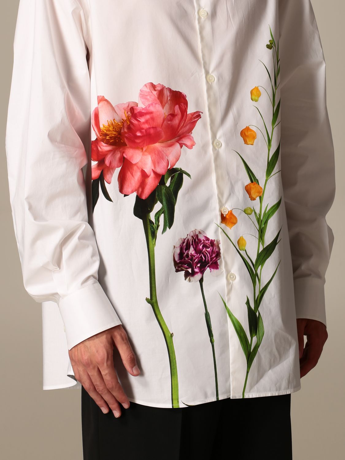 VALENTINO: shirt in cotton with flowersity pattern - White