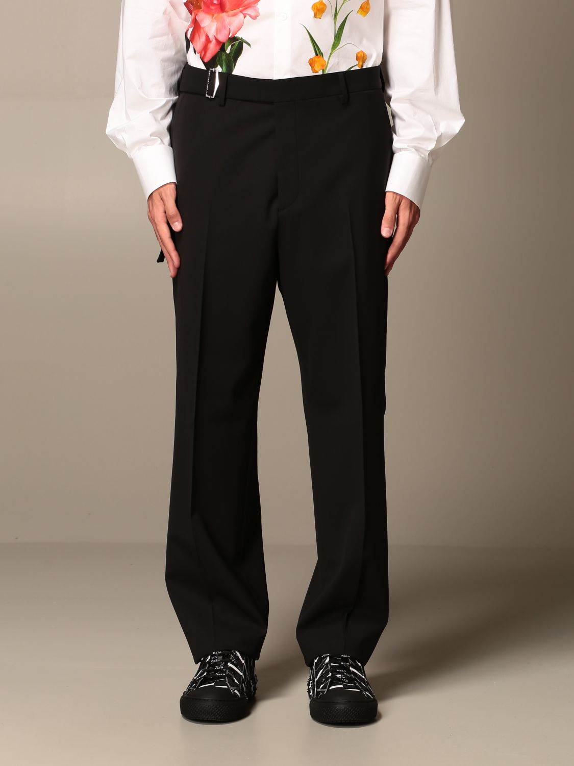 Valentino trousers in wool blend with buckle