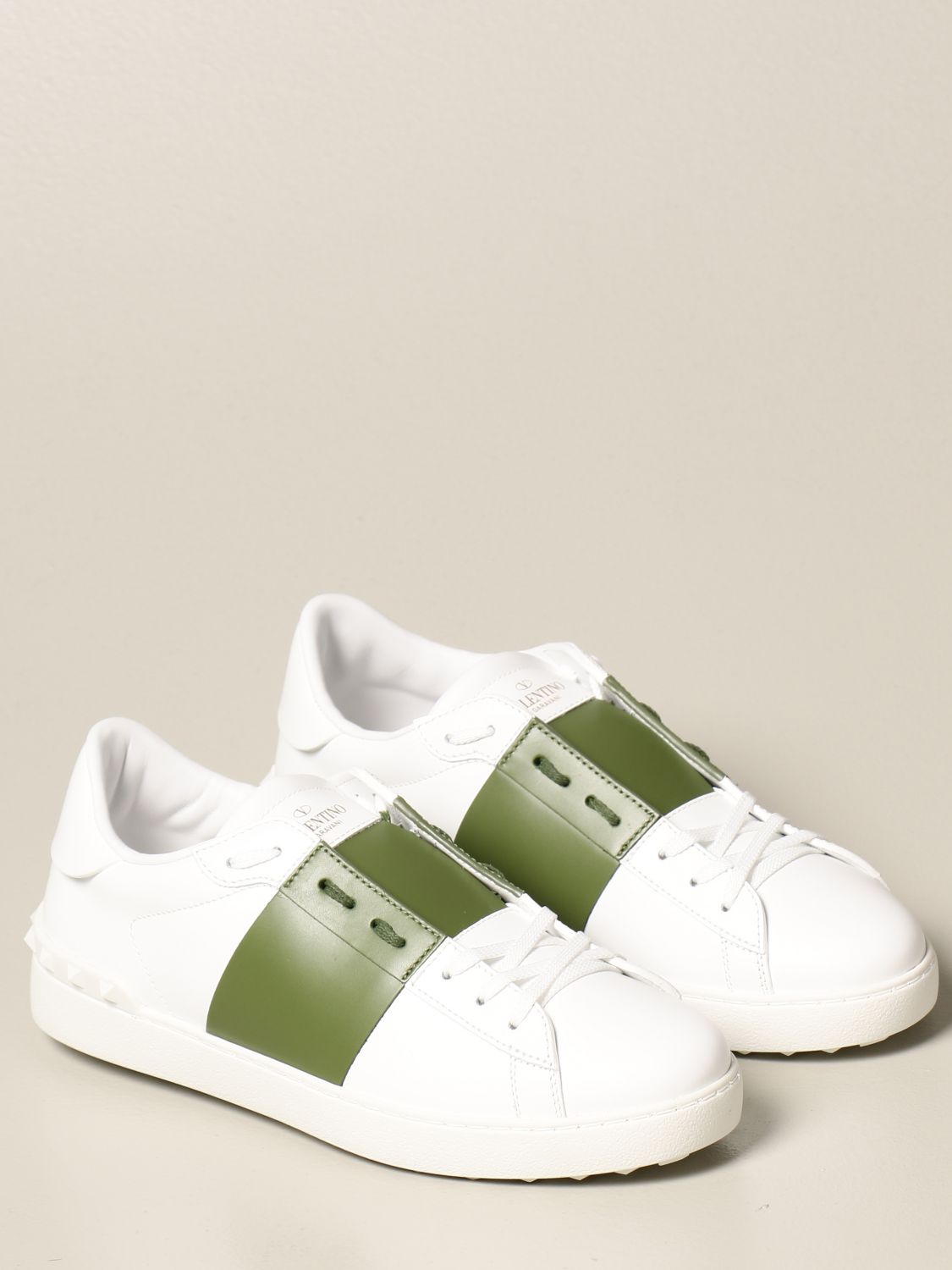 VALENTINO GARAVANI: Open sneakers in leather with band | Sneakers ...