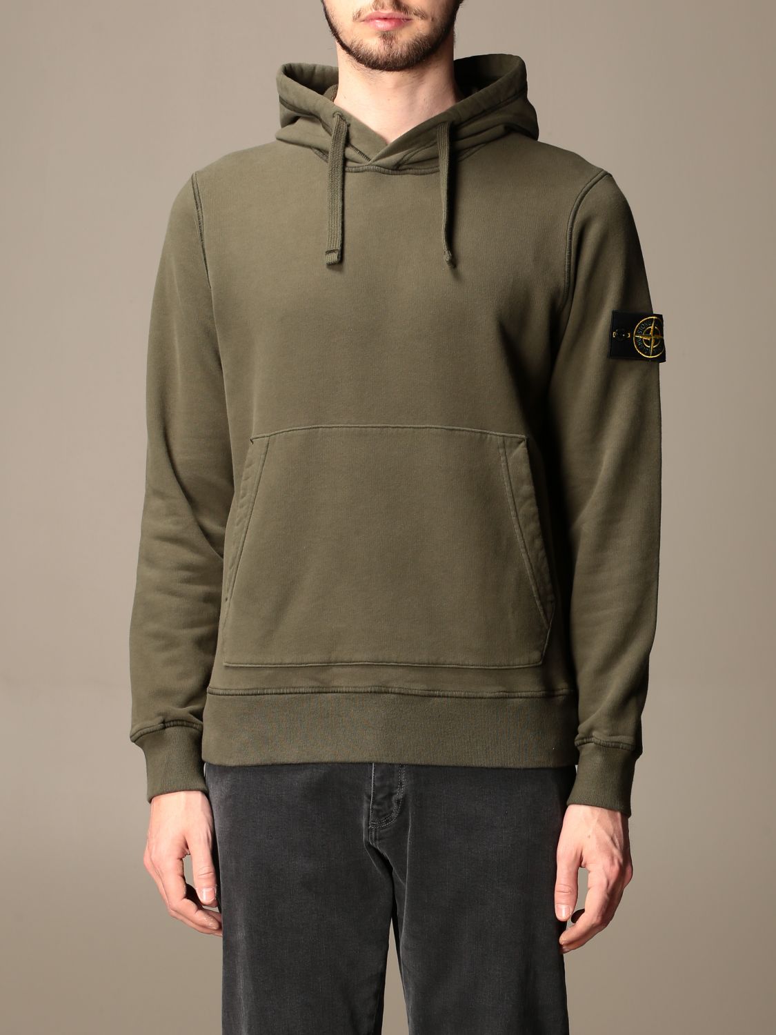 STONE ISLAND: hooded sweatshirt - Military | Stone Island sweatshirt ...