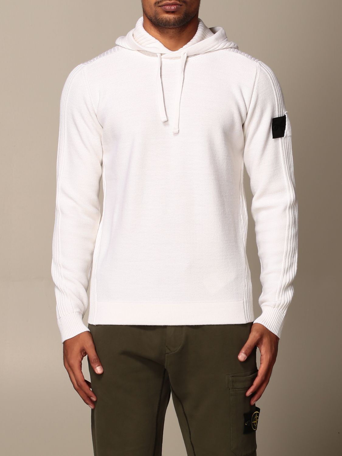 stone island white jumper mens