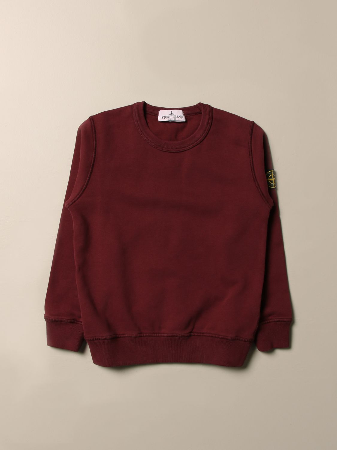 Stone Island Junior Outlet: Felpa in cotone - Bordeaux | Maglia Stone Island  Junior 61340 GIGLIO.COM