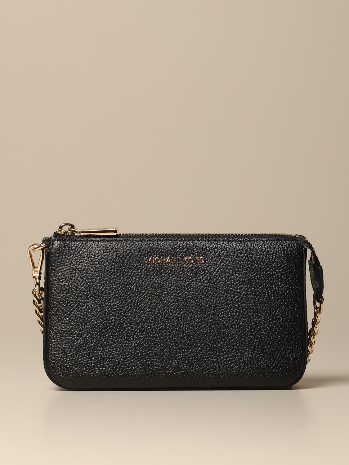 MICHAEL MICHAEL KORS: chain clutch in grained leather | Shoulder Bag