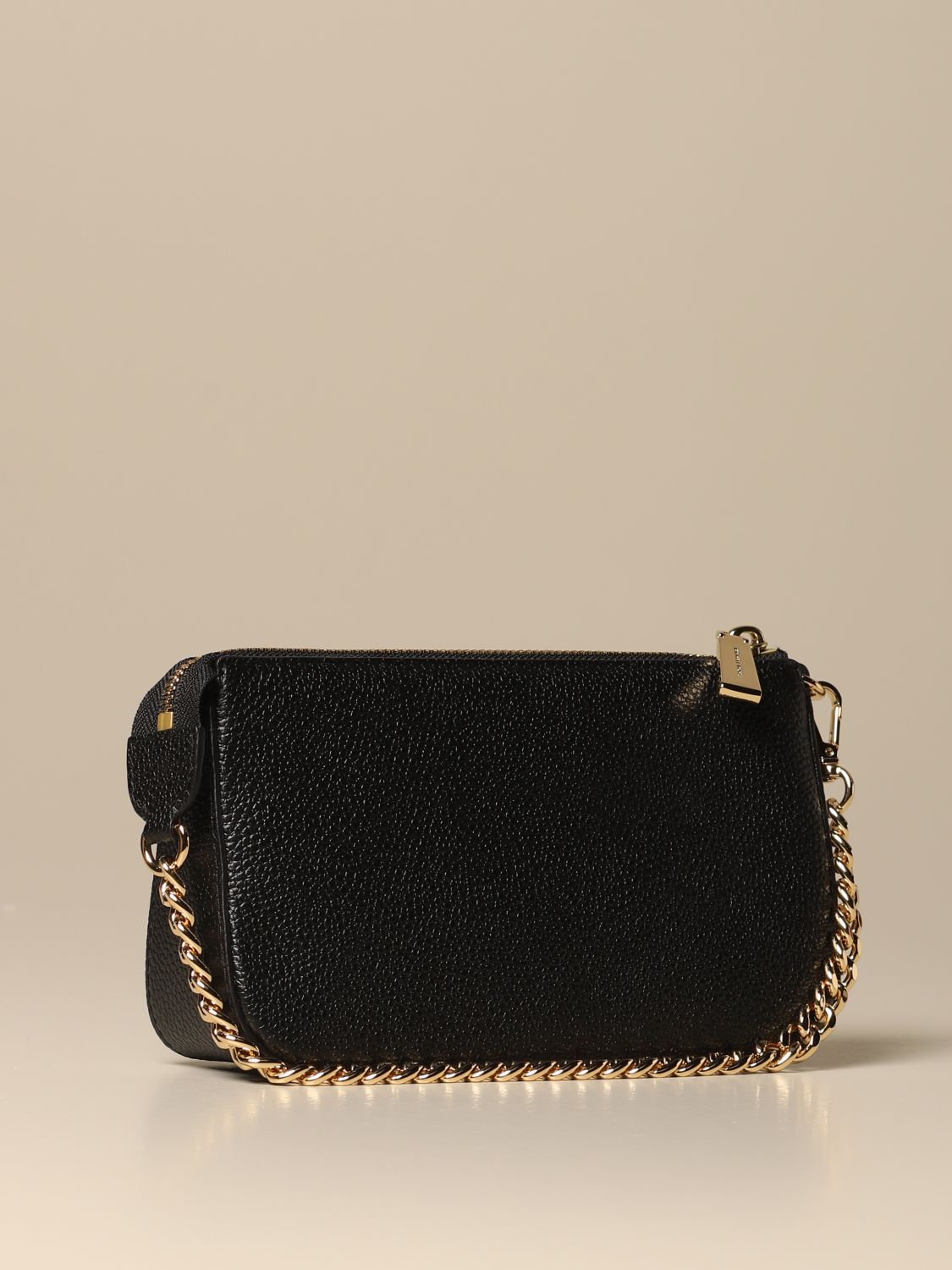 MICHAEL KORS: Michael chain clutch in grained leather - Black | Michael ...