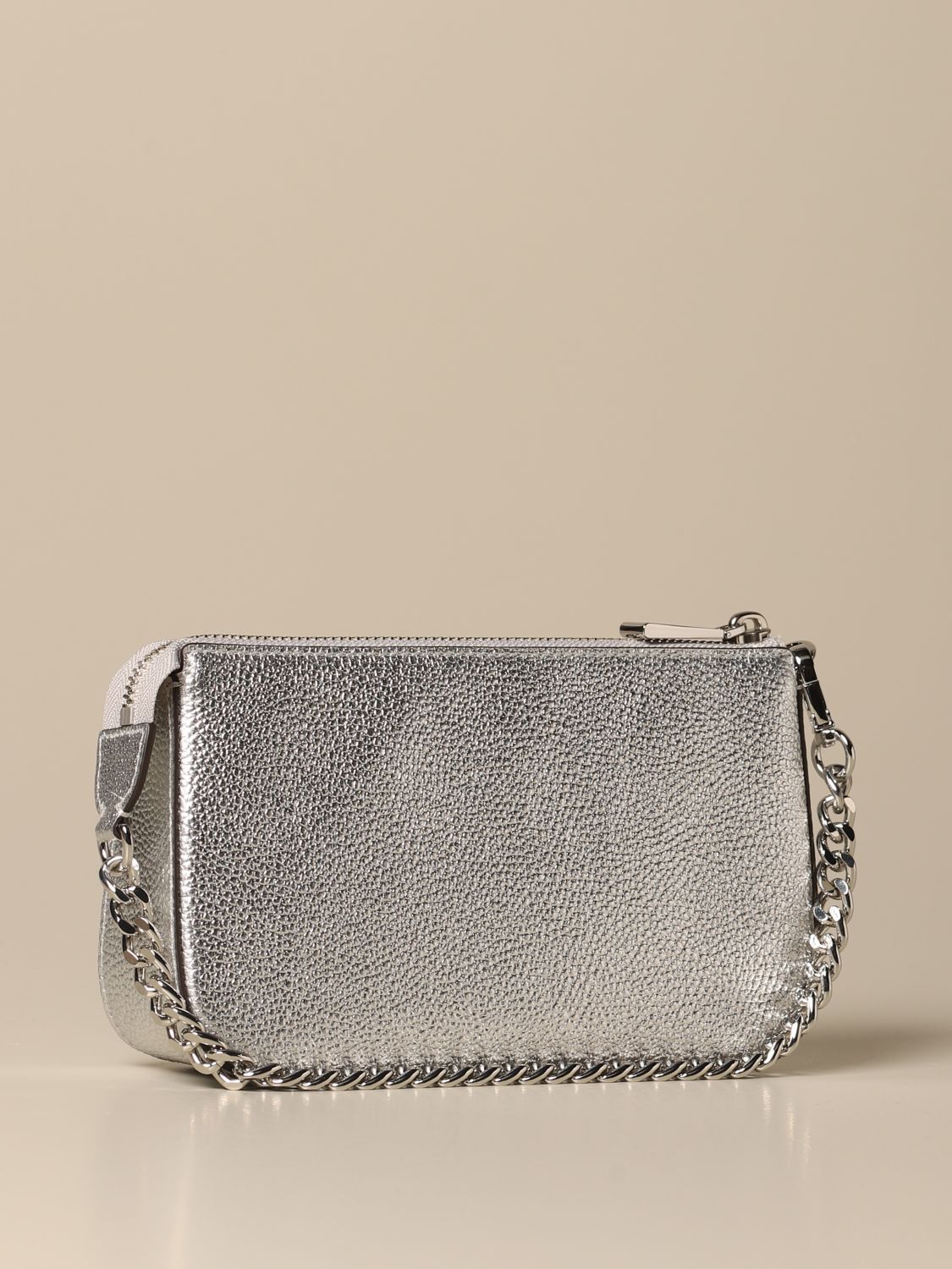 Leather bag charm Michael Kors Grey in Leather - 26614684