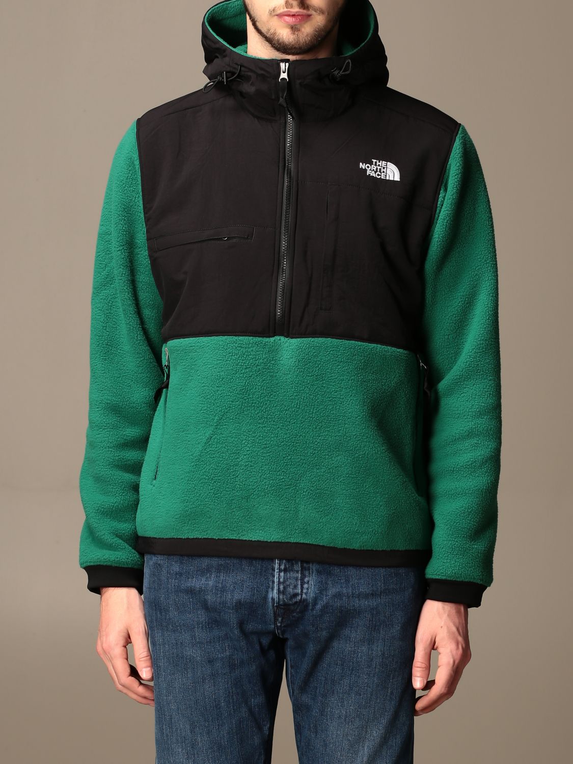 Face sweatshirt in fleece and nylon 