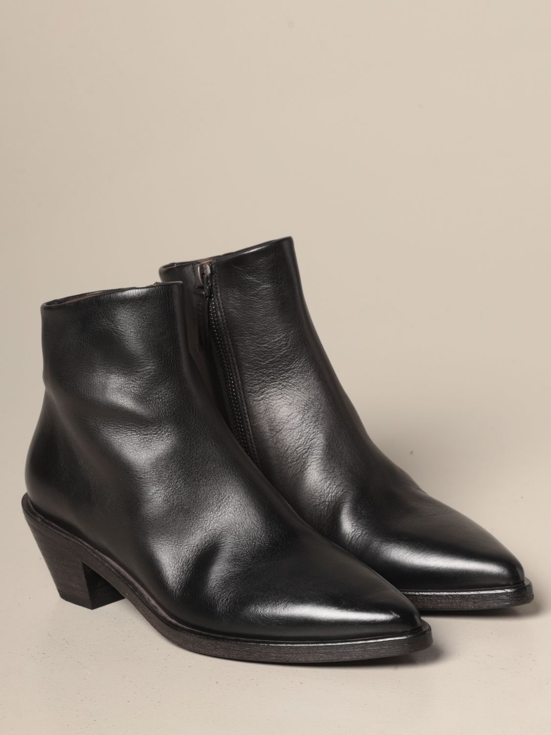 leather flat booties