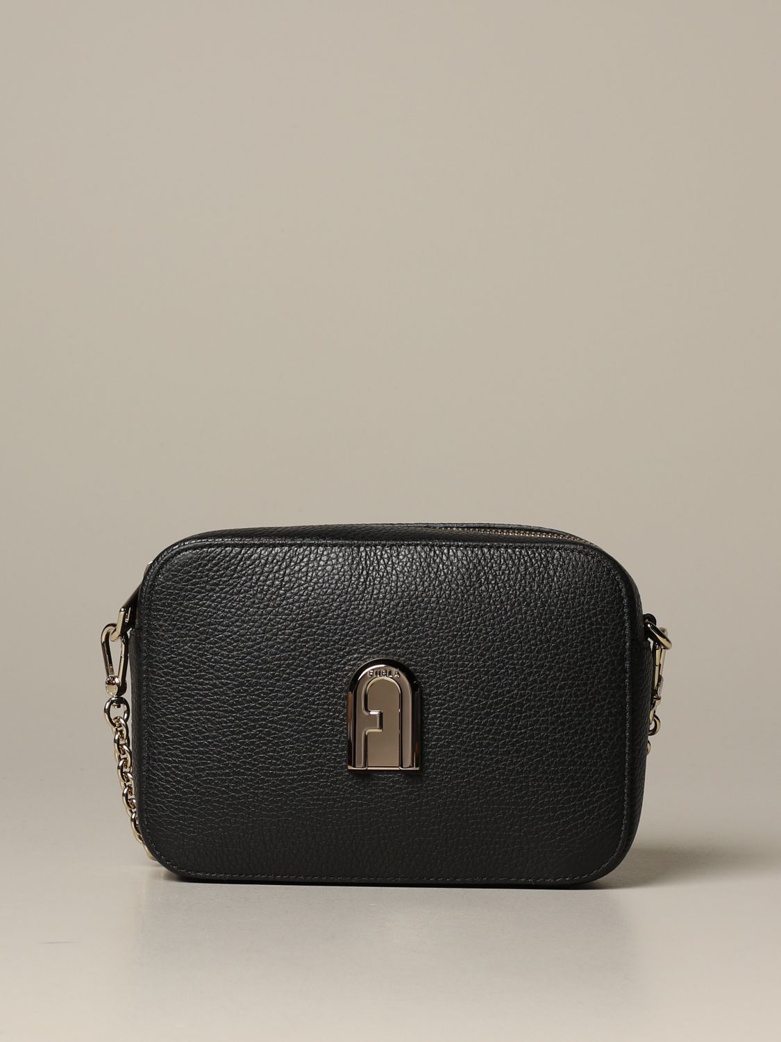 FURLA: Case bag 1927 in grained leather - Black | Mini Bag Furla ...