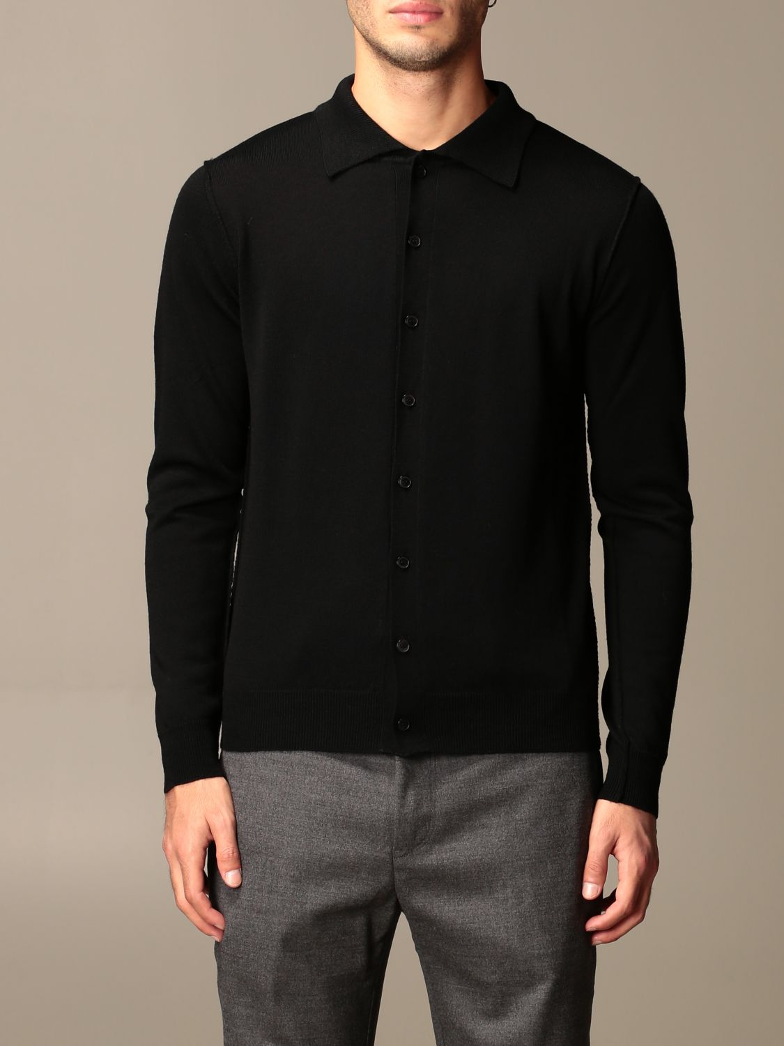 Grifoni Outlet: Basic cardigan in Merino wool - Black | Grifoni ...