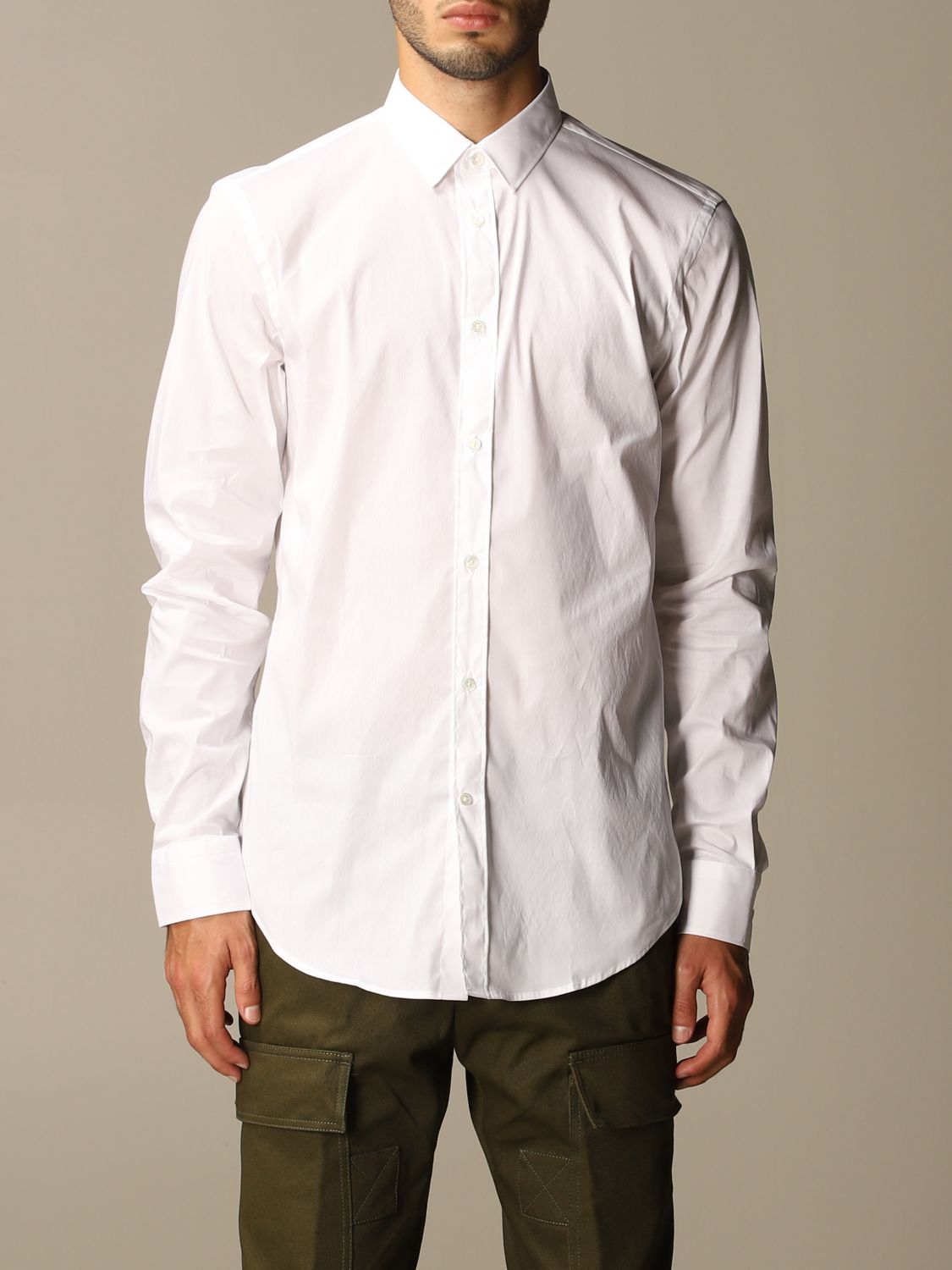Camicia Grifoni: Camicia Grifoni in misto cotone con collo italiano bianco 1