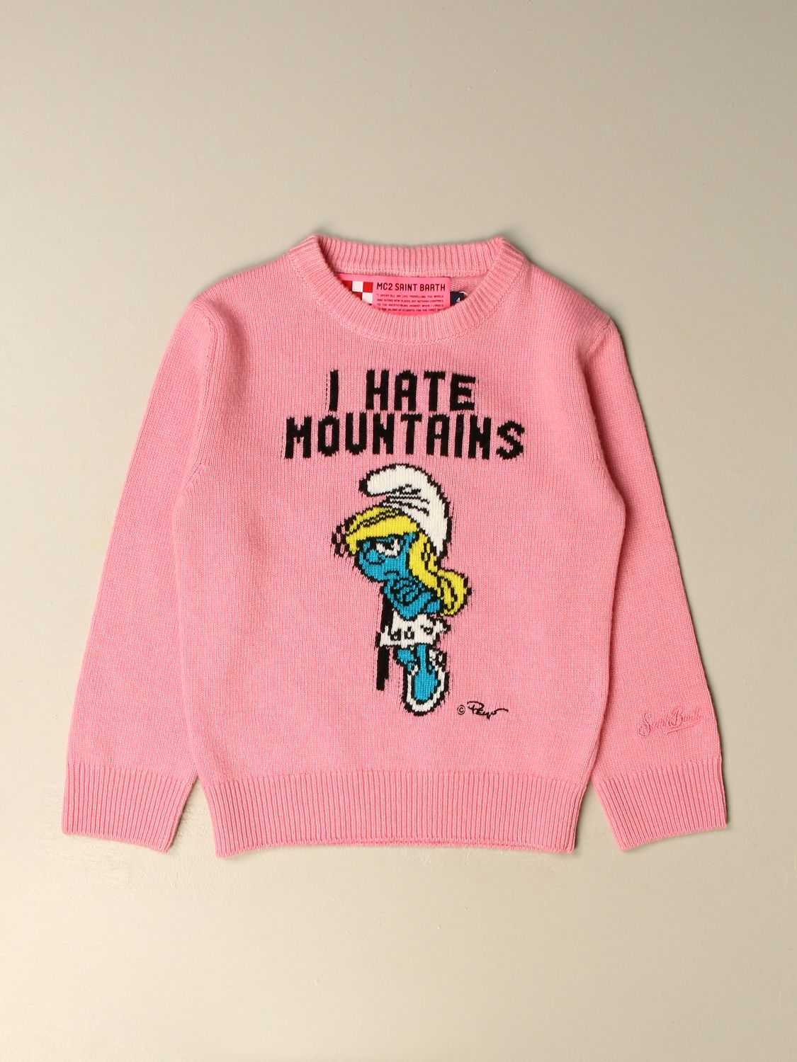 MC2 Saint Barth pullover in wool and cashmere blend | Sweater Mc2 Saint  Barth Kids Pink | Sweater Mc2 Saint Barth PRINCESS ANGRY SMURFETTE 21  Giglio EN