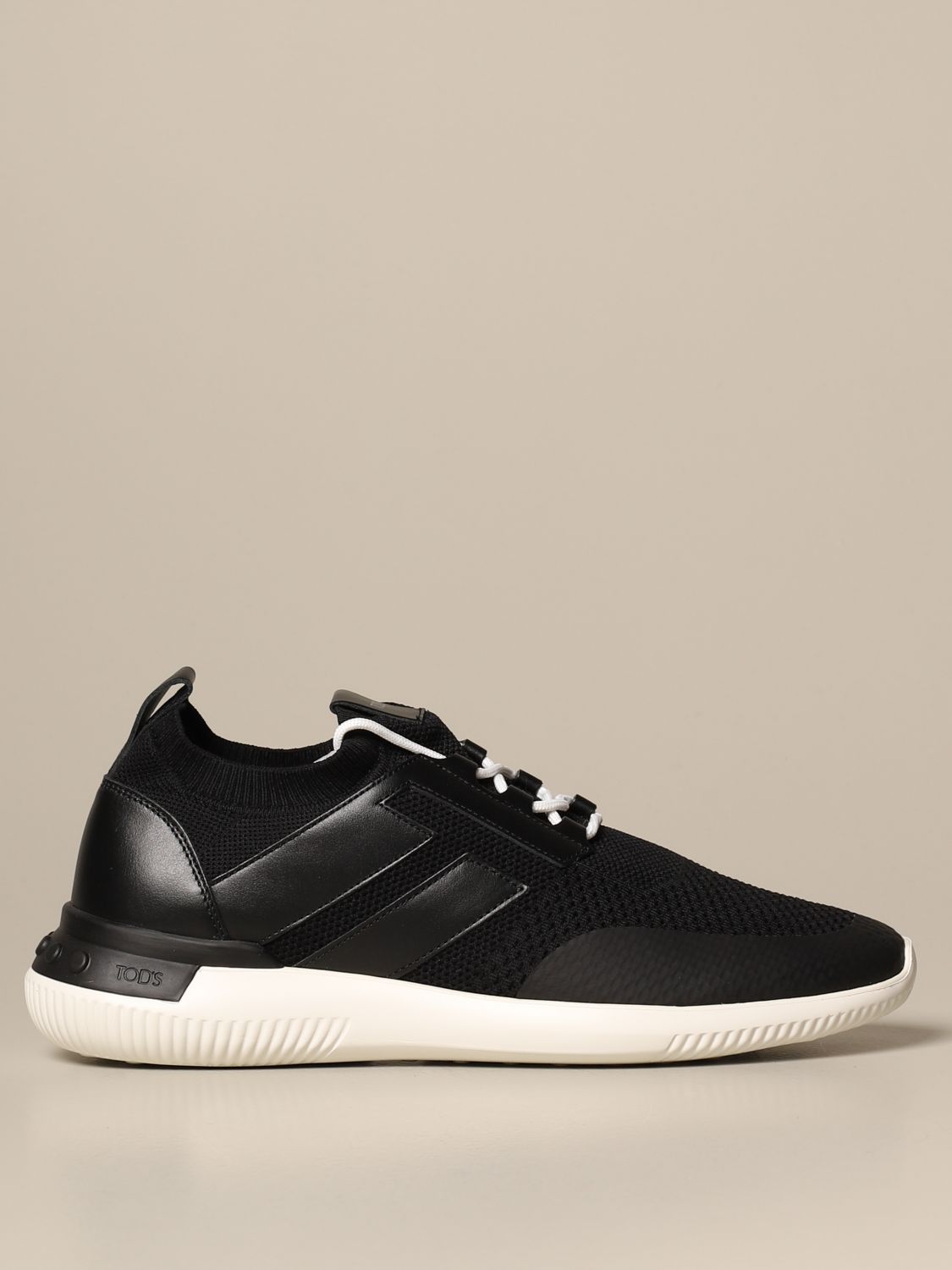 tod's black leather sneakers