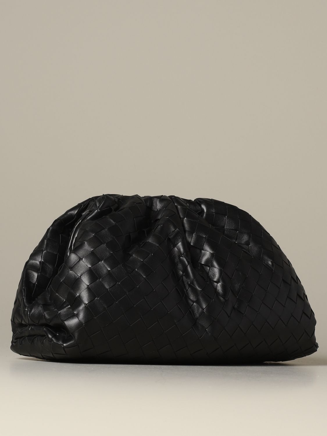 BOTTEGA VENETA: The pouch clutch in woven leather - Black | Bottega ...