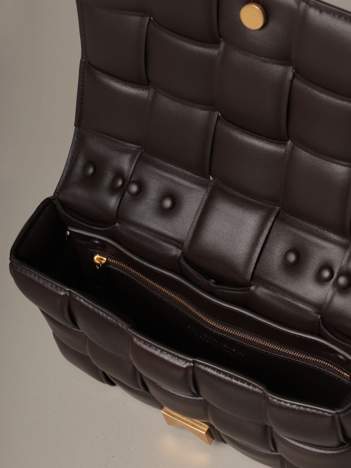 Bottega Veneta The Chain Padded Cassette Bag In Woven Nappa Dark Bottega Veneta Shoulder 4898