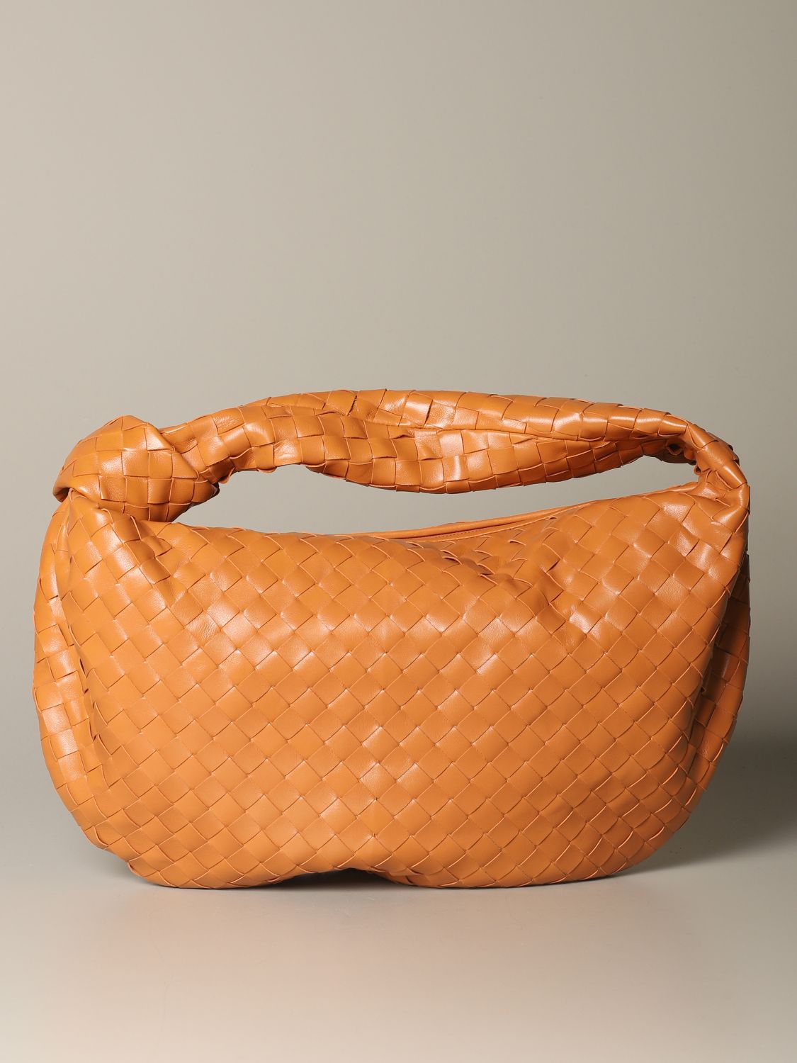 BOTTEGA VENETA: Jodie hobo bag in woven leather - Camel | Bottega