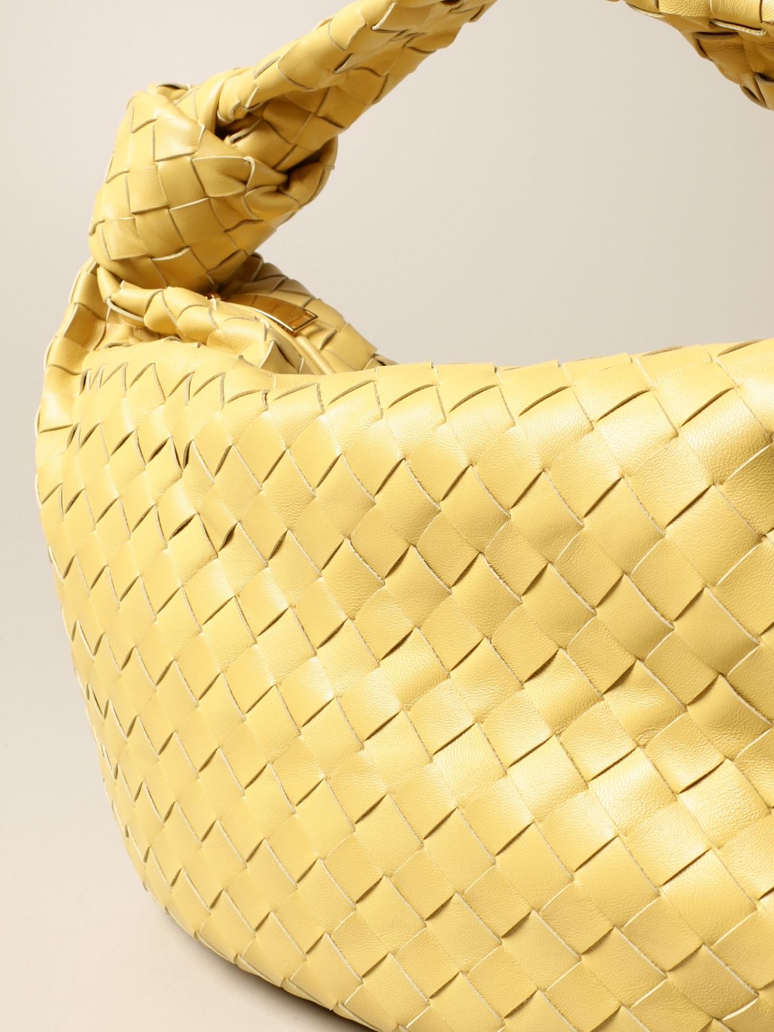 BOTTEGA VENETA: Jodie hobo bag in woven leather - Gold | Shoulder Bag ...