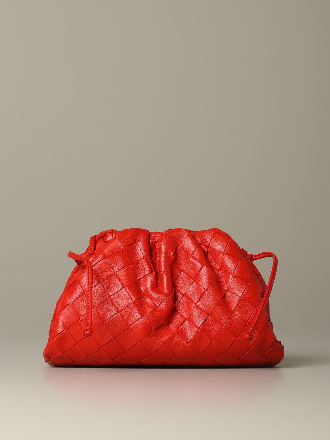 BOTTEGA VENETA: The mini pouch clutch in leather - Red  Bottega Veneta mini  bag 585852 VCP40 online at