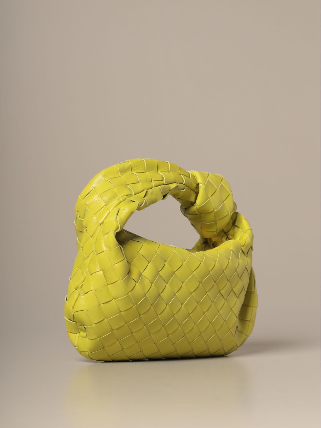 BOTTEGA VENETA: mini hobo Jodie bag in woven leather - Acid Green ...