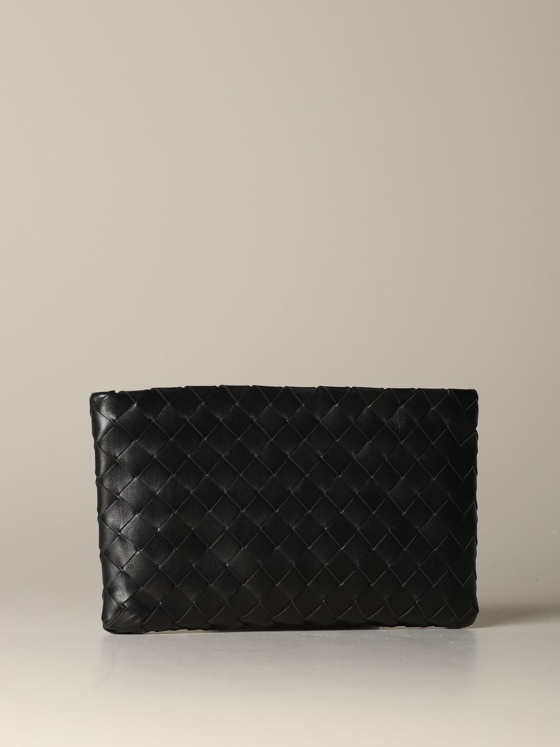 leather woven clutch