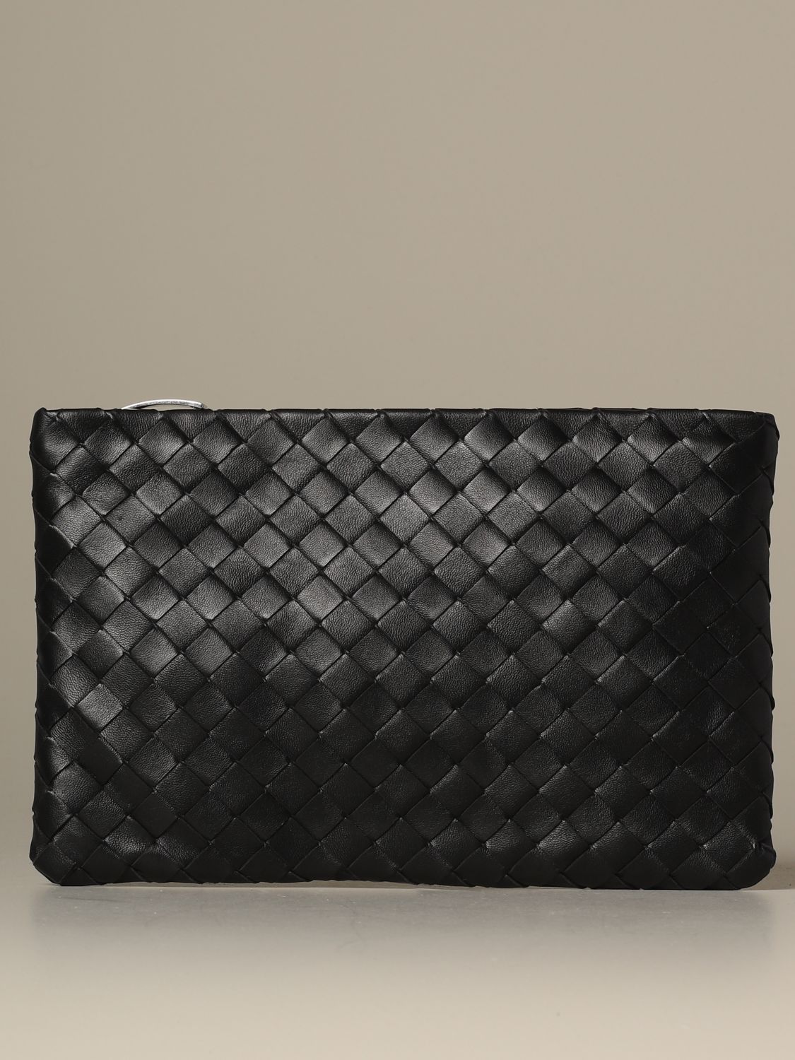 BOTTEGA VENETA: clutch bag woven nappa - Black | Bottega Veneta clutch 608232 online at GIGLIO.COM