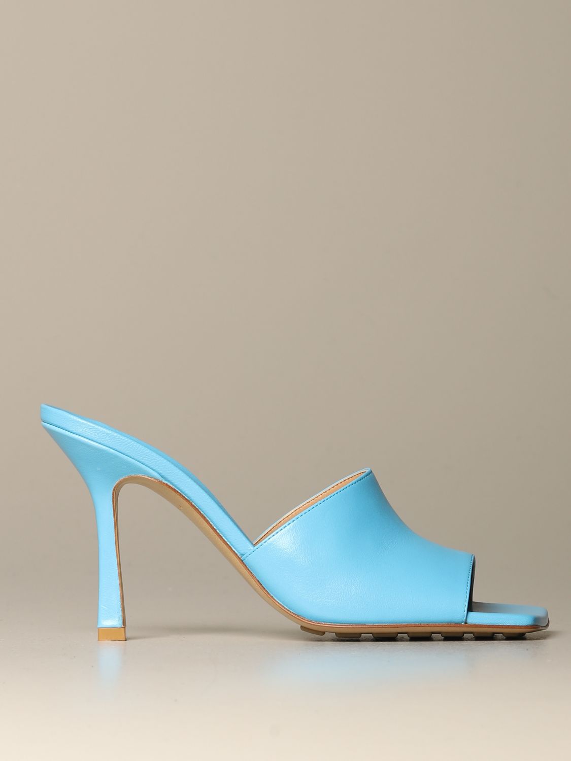 Heeled sandals Bottega Veneta: Bottega Veneta Stretch leather sandals gnawed blue 1
