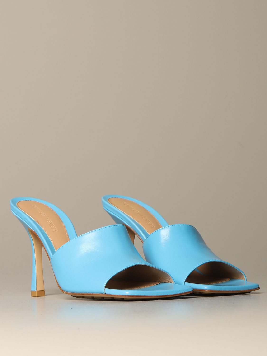 Heeled sandals Bottega Veneta: Bottega Veneta Stretch leather sandals gnawed blue 2