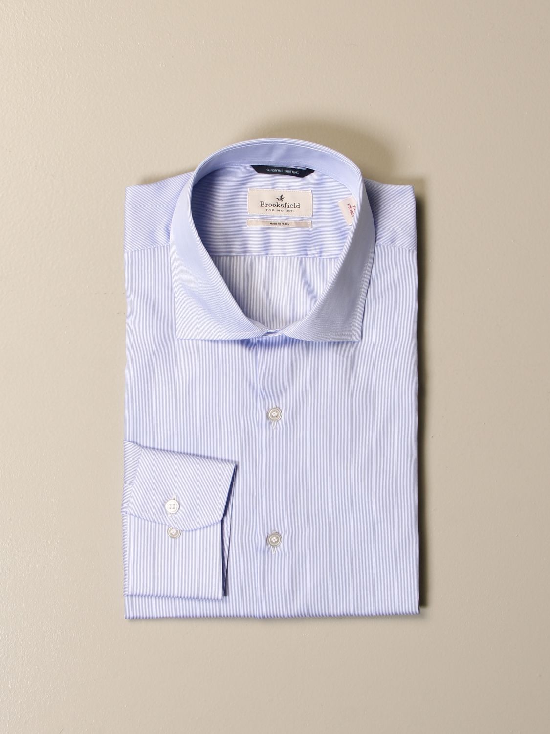 Brooksfield Outlet: classic superfine micro striped shirt - Sky Blue ...