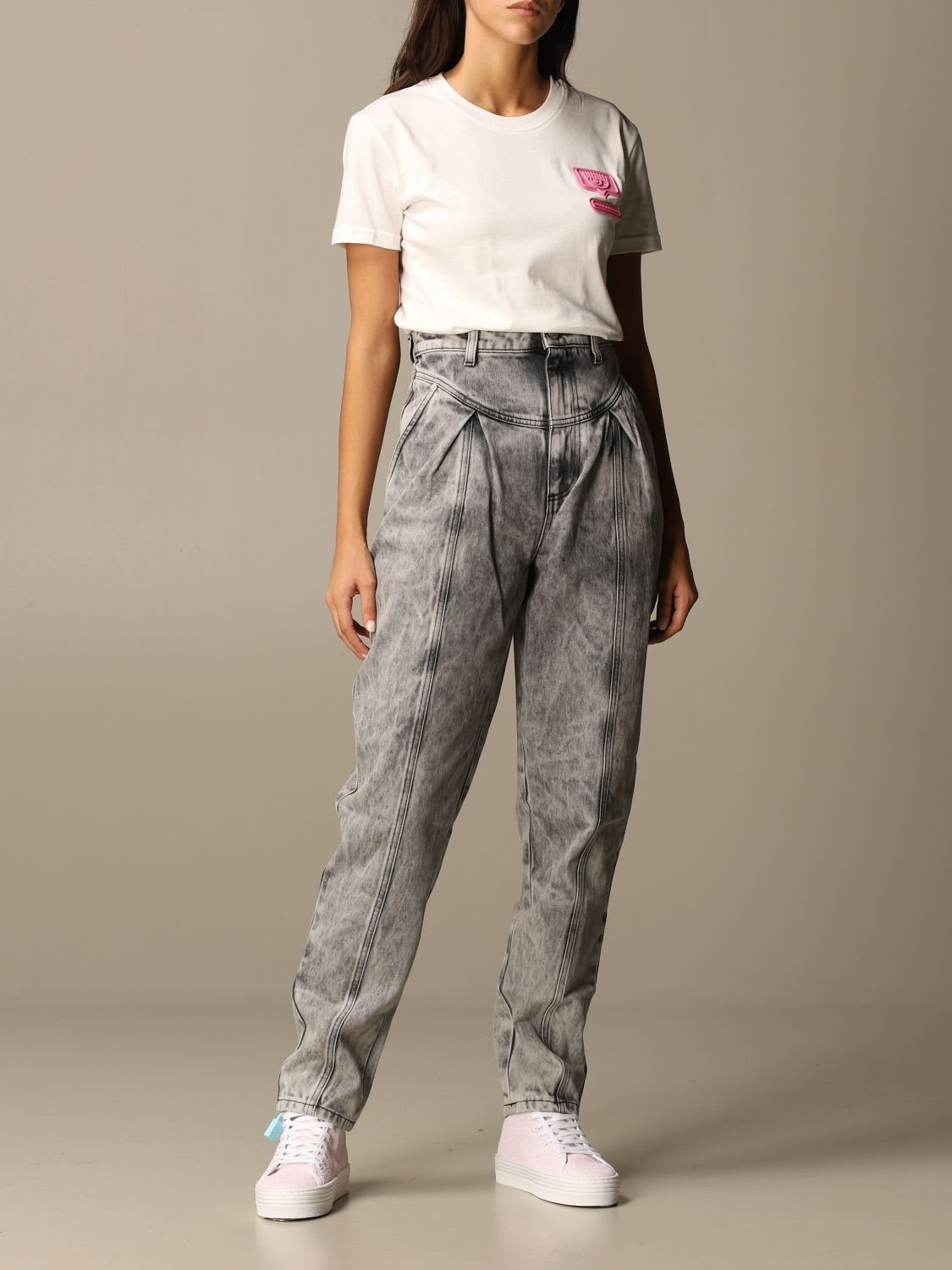 Chiara Ferragni Outlet: Jeans in denim marmorizzato - Nero | Jeans Chiara  Ferragni CFJS036 GIGLIO.COM