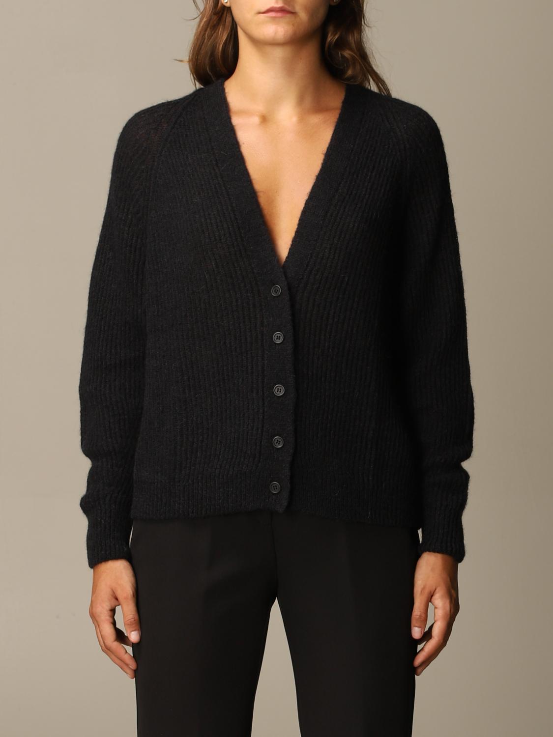 womens black ribbed cardigan