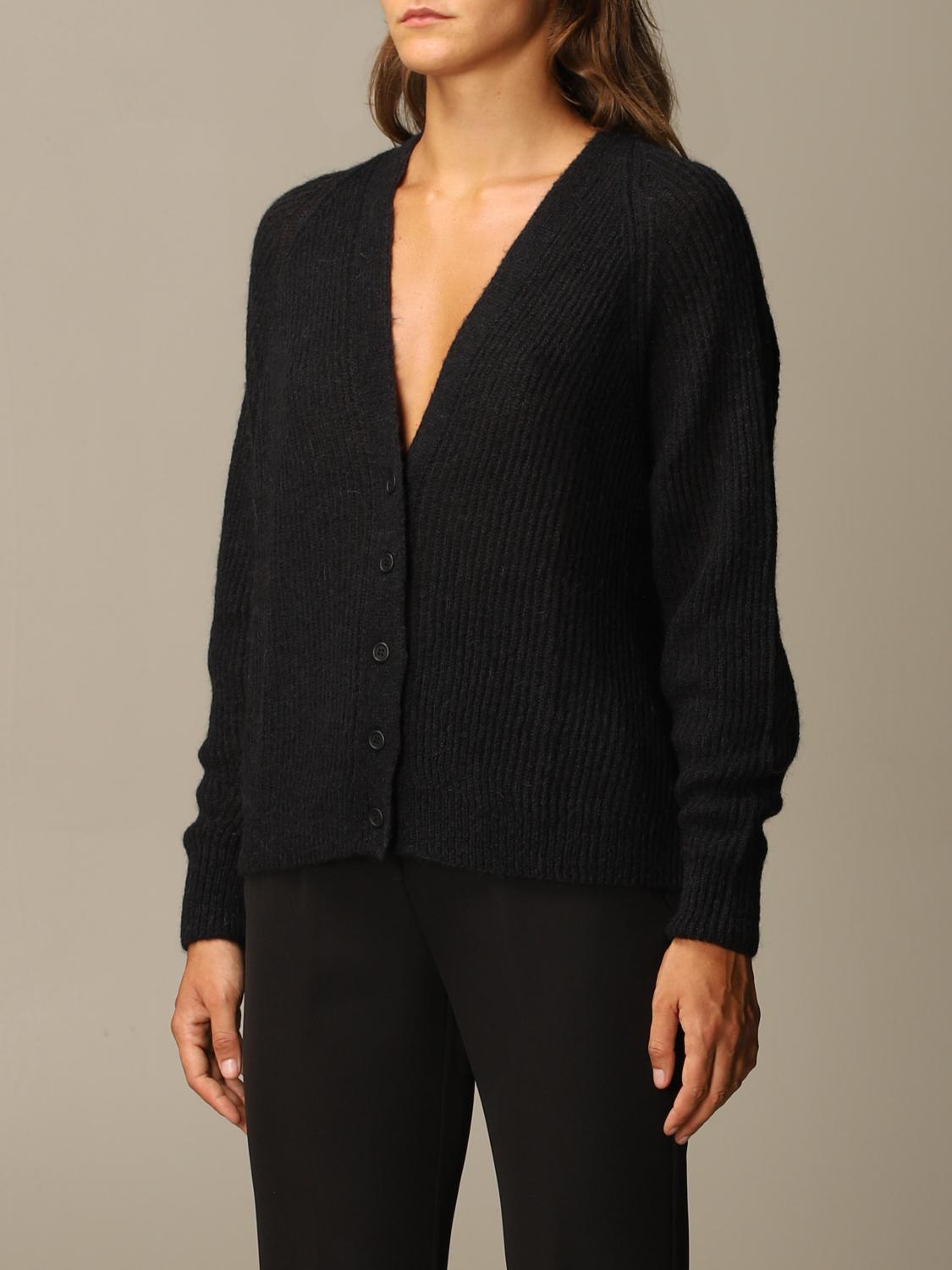 black ribbed cardigan sweater