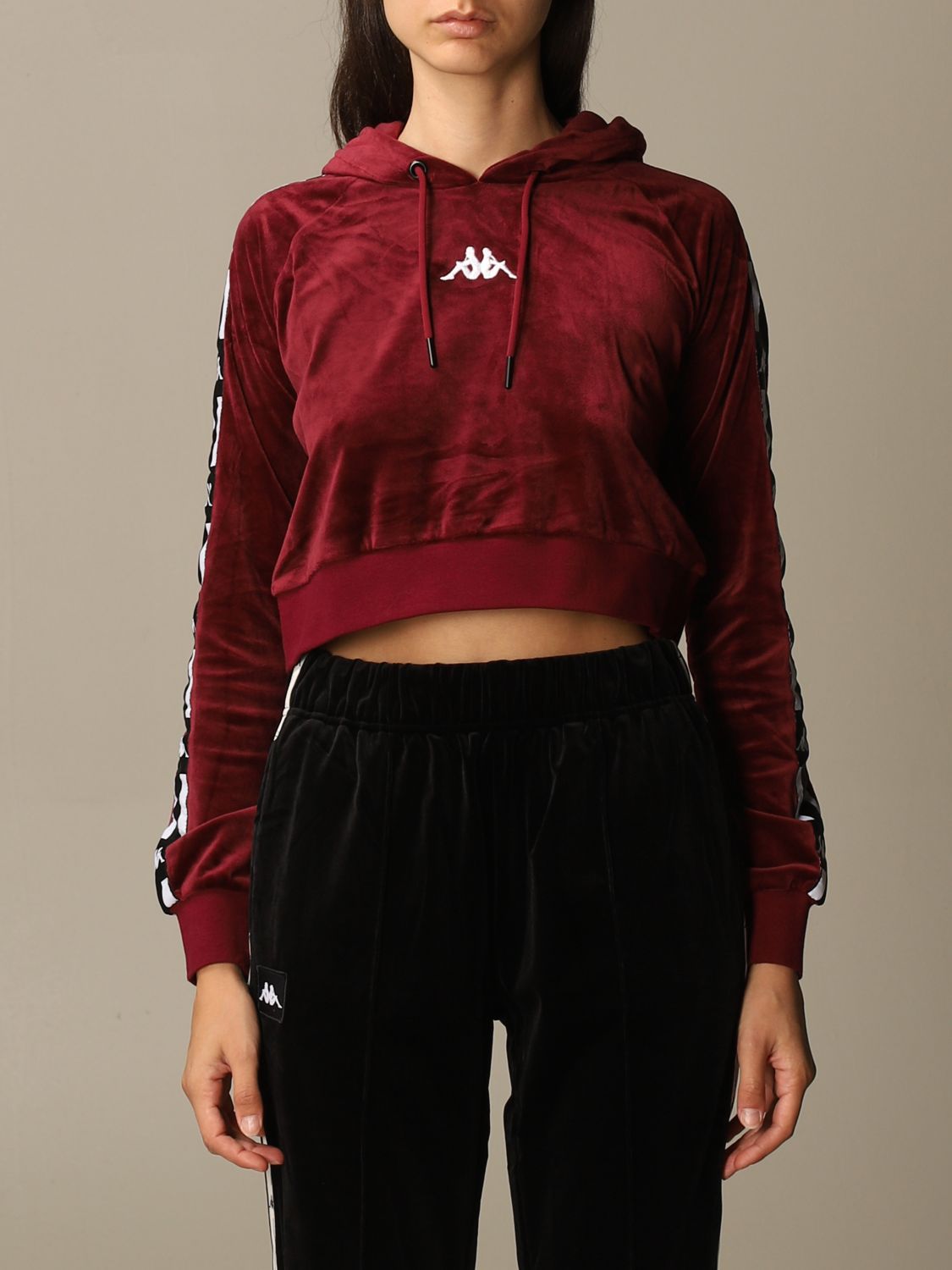 Kappa Outlet: Authentic USA cropped sweatshirt with logo - Burgundy | sweatshirt online GIGLIO.COM