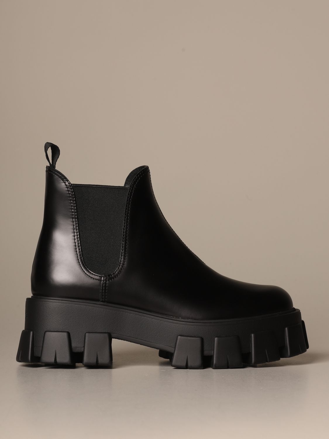 prada tronchetti leather ankle boots