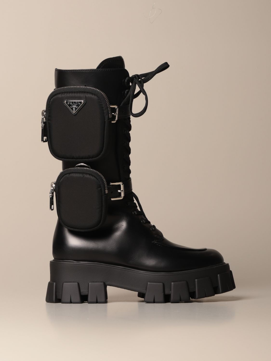 Monolith Prada leather ankle boot with 