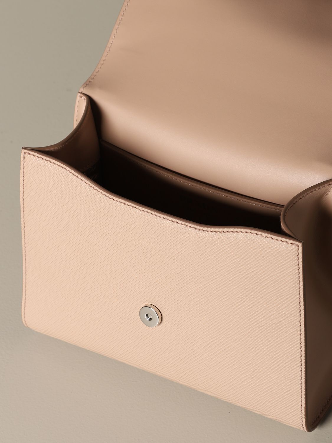 PRADA Borsa A Mano Monochrome Small Saffiano Leather Cameo Pink Beige  1BA269